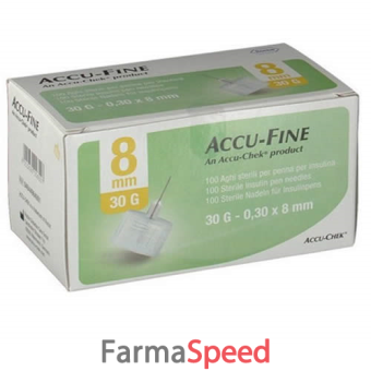 ago per penna da insulina accu-fine pen needle accu-chek gauge 30 x 8mm 100 pezzi