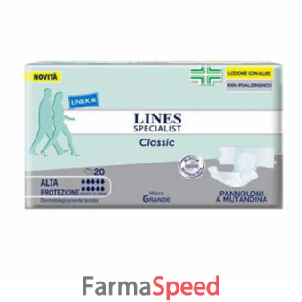 pannolone a mutanda lines specialist classic alta protezione misura grande 20 pezzi