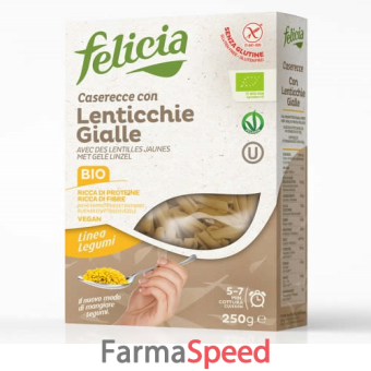 felicia bio caserecce lenticchie gialle con riso integrale 250 g