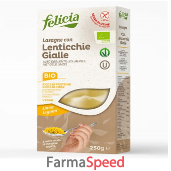 felicia bio lasagne lenticchie gialle con riso integrale 250 g