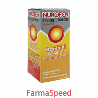 nurofen febbre e dolore - bambini 100 mg/5 ml sospensione orale gusto arancia senza zucchero flacone da 150 ml con siringa dosatrice