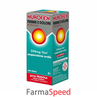 nurofen febbre e dolore - 200 mg/5 ml sospensione orale gusto fragola senza zucchero 1 flacone da 100 ml con siringa dosatrice