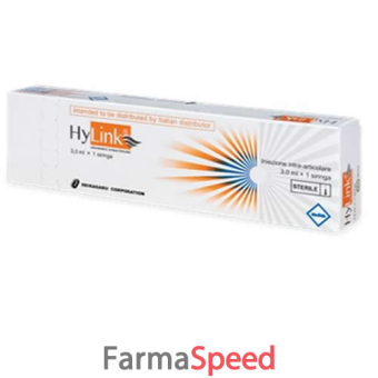 hylink siringa preriempita per sommistrazioni intraarticolari ialuronato cross-linkato 3 ml