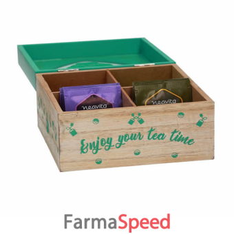 neavita tisane assortite cofanetto legno bio verde enjoy your tea time a 4 scomparti 20 bustine