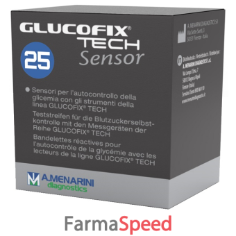 strisce misurazione glicemia glucofix tech sensor 25 pezzi