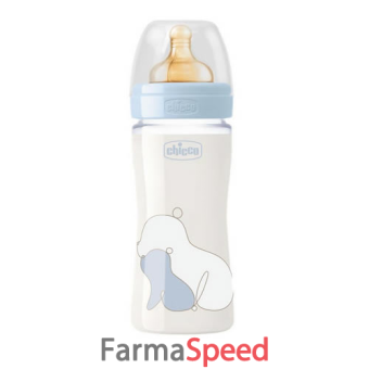 chicco biberon original vetro 1 foro boy con tettarella in caucciu' 240 ml