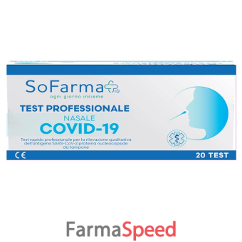 test antigenico rapido covid-19 sofarmapiu' nasale rilevazione qualitativa antigeni sars-cov-2 in tamponi nasali 20 pezzi uso professionale