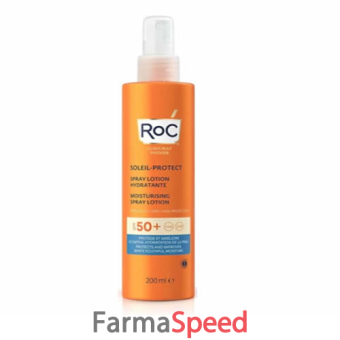 roc lozione spray solare corpo spf 50+ idratante 200 ml