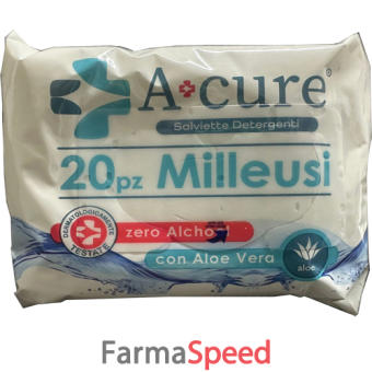 a+cure milleusi salviette detergente aloe 20 pezzi