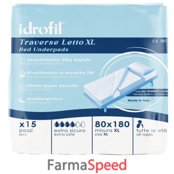 idrofil traversa letto xl 80x180 cm 15 pezzi