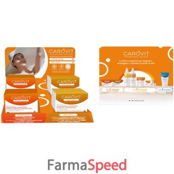 carovit expo da banco integratori 6 pack carovit melanin 20 capsule + 6 pack carovit forte plus 30 capsule