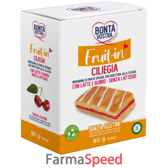 bonta' vostra fruit in merendina di pan di spagna con farcitura alla ciliegia 4 pezzi x 40 g