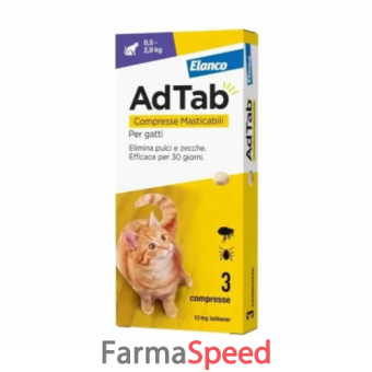 adtab* 3 compresse masticabili 12mg gatti 2-8k gatti 0,5-2kg