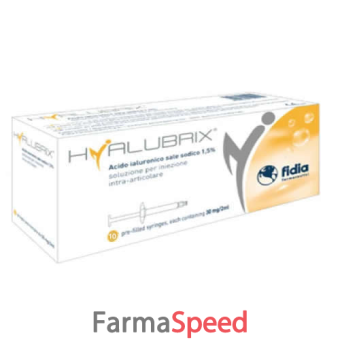 hyalubrix 30 mg pack 10 pezzi siringa intra articolare acido ialuronico 1,5% 30 mg 2 ml 