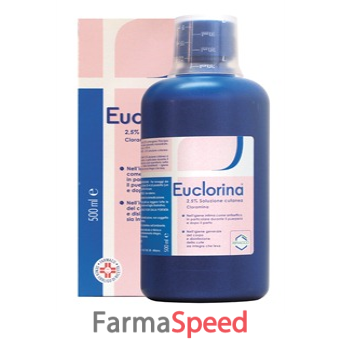 euclorina 2,5% - 2,5% soluzione cutanea 1 flacone da 500 ml con misurino dosatore 