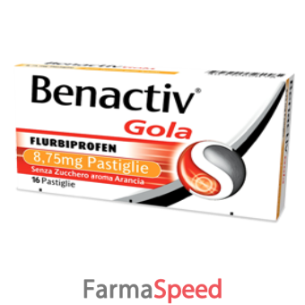 benactiv gola - 8,75 mg pastiglie senza zucchero gusto arancia 16 pastiglie 
