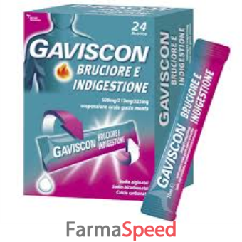 gaviscon bruciore e indig - 500 mg + 213 mg + 325 mg sospensione orale gusto menta 24 bustine pet/al/pe da 10 ml 