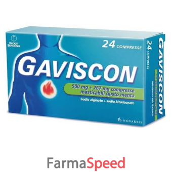 gaviscon - 500 mg + 267 mg compresse masticabili gusto menta 24 compresse in blister