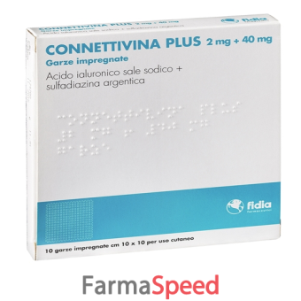 connettivina plus - 2 mg + 40 mg garze impregnate 10 garze impregnate cm 10 x 10 