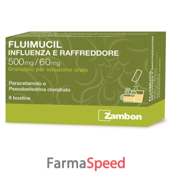 fluimucil influenza raffr - 500 mg + 60 mg granulato per soluzione orale 8 bustine