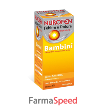 nurofen febbre dolore - bambini 100 mg/5 ml sospensione orale gusto arancia senza zucchero flacone da 150 ml con siringa dosatrice
