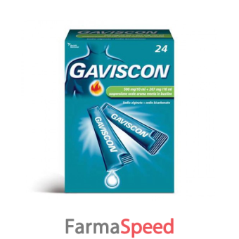 gaviscon - 500 mg/10 ml + 267 mg/10 ml sospensione orale aroma menta 24 bustine monodose da 10 ml 