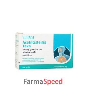 acetilcisteina teva - 200 mg granulato per soluzione orale 30 bustine