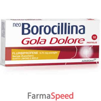 neoborocillina gola e dolore - 8,75 mg pastiglie senza zucchero gusto limone e miele 16 pastiglie