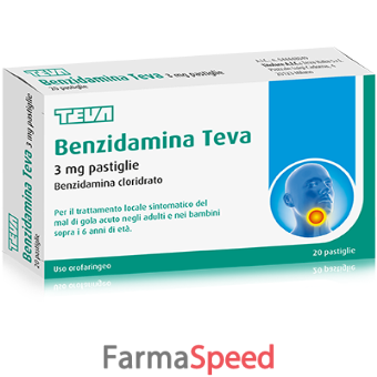 benzidamina teva - 3 mg pastiglie, 20 pastiglie in blister pvc-pvdc/al