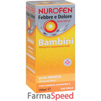 nurofen febbre d - bambini 100 mg/5 ml sospensione orale gusto arancia senza zucchero flacone da 150 ml con siringa per somministrazione orale