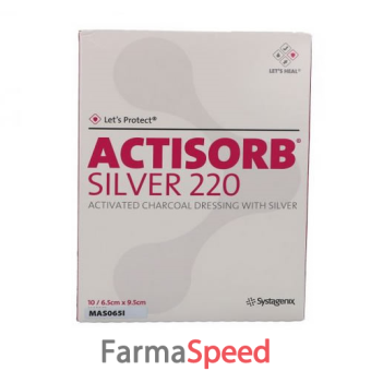 actisorb silver 220 medicazione in carbone attivo con argento 6,5x9,5 10 pezzi