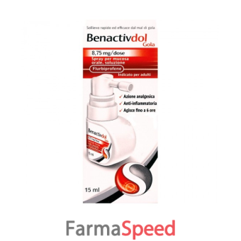 benactivdol gola - 8,75 mg/dose spray per mucosa orale, soluzione, 15ml in flacone hdpe