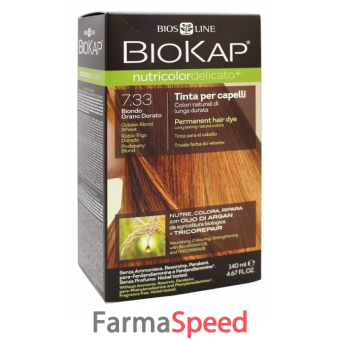 biokap nutricolor delicato 7,33 new biondo grano dorato tinta 140 ml