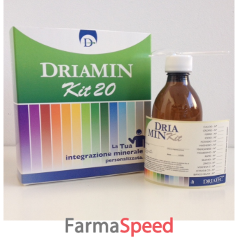 driamin kit 20 flacone vuoto con misurino + etichetta e foglio illustrativo