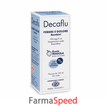 decaflu febbre dolore - bambini 100 mg/5 ml sospensione orale gusto fragola senza zucchero 150 ml con siringa dosatrice