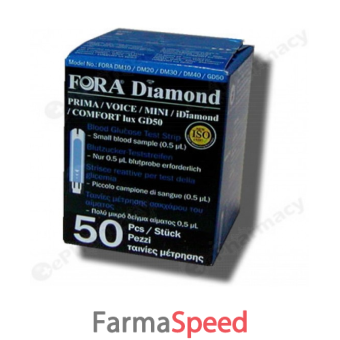strisce misurazione glicemia fora diamond prima voice mini diamond comfort lux gd50 50 pezzi