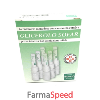 glicerolo sofar - prima infanzia 2,25 g soluzione rettale 6 contenitori monodose con camomilla e malva