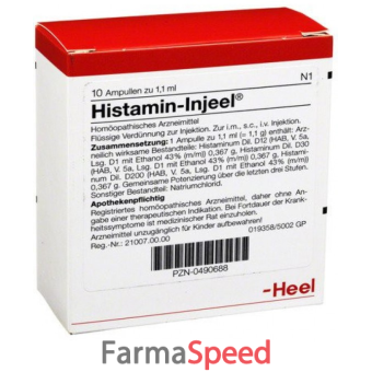 heel histamin injeel 10 fiale da 1,1 ml l'una