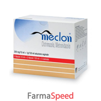 meclon - 200 mg/10 ml + 1 g/130 ml soluzione vaginale 5 flaconi 10 ml + 5 flaconi 130 ml + 5 cannule 