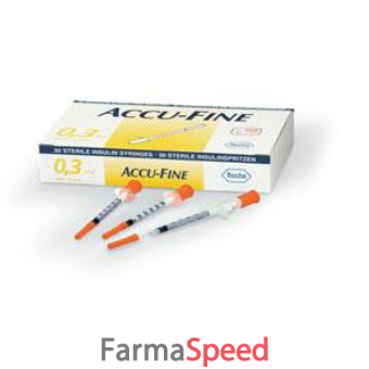 siringa insulina accu-fine 0,3 ml 100 ui ago gauge 30 8 mm 30 pezzi