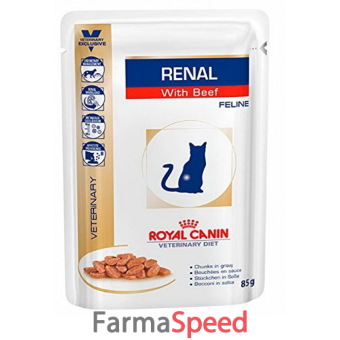 veterinary care nutrition feline umido renal beef 12 bustine da 85 g